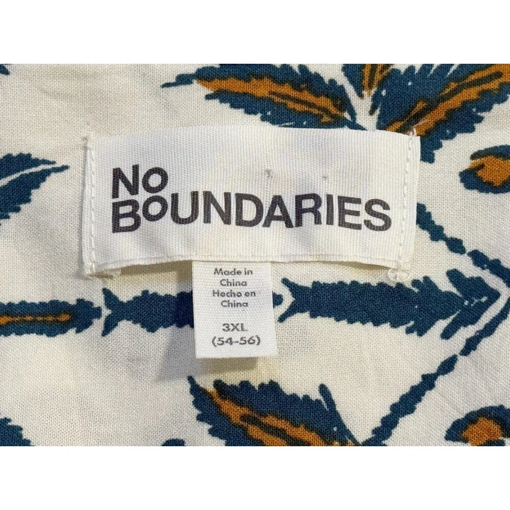 NO BOUNDARIES Men's Short Sleeve Button Down Floral Shirt White‎ 3XL